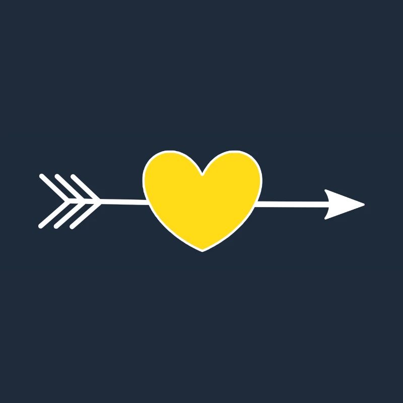 Coeur jaune avec flèche Saint-Valentin