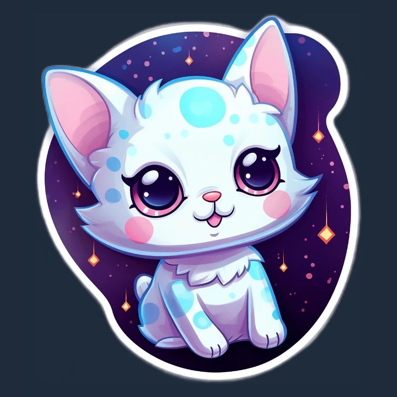 « Kitty Galaxy: Dessin animé mignon flottant dans l’espace »