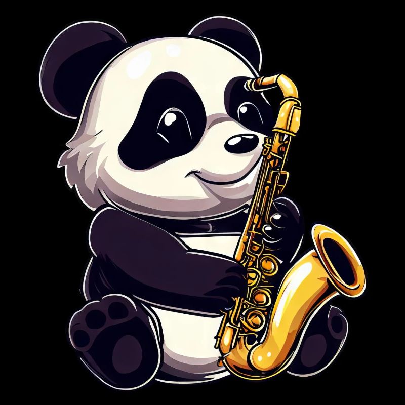 Cute panda with a saxophone