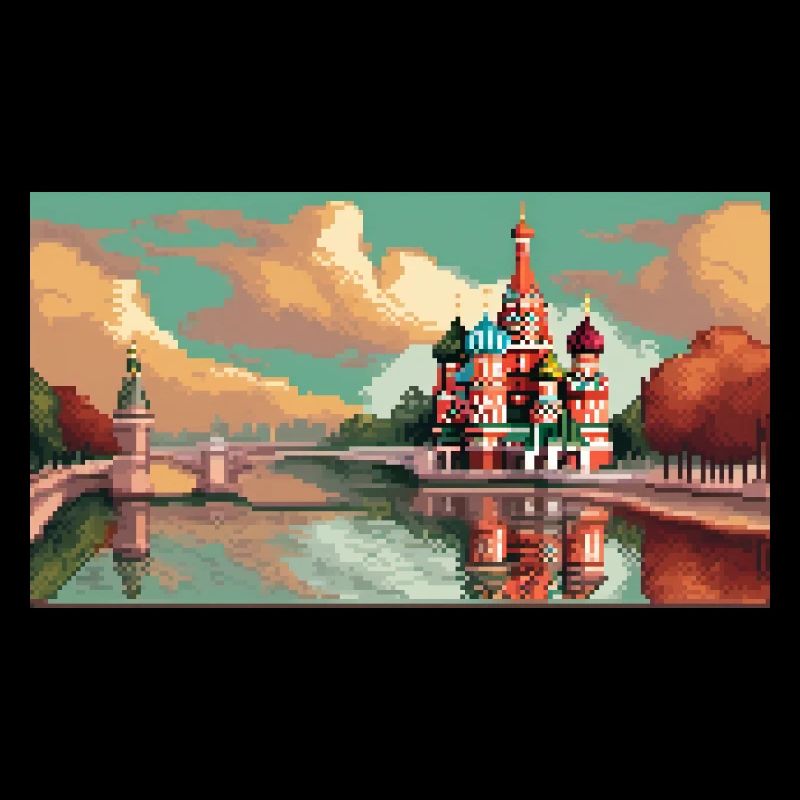 Cathédrale Saint-Basile, Moscou, Russie - Pixel Art