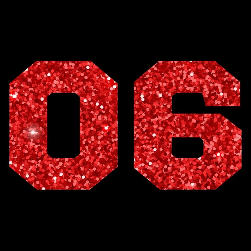 Number 6 Red Glitter - 6th Anniversary