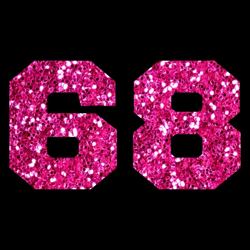 Numéro 68 paillettes rose - 68e anniversaire