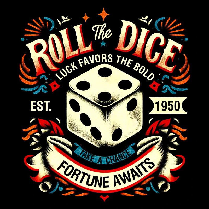 Roll The Dice Design Vintage Old Tattoo Style
