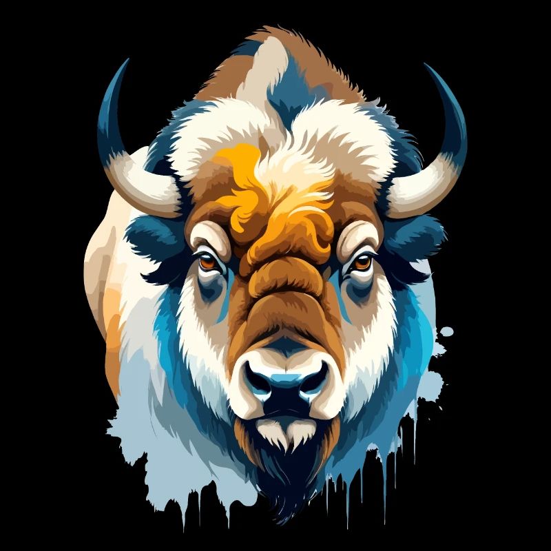 Bison Vector Art with Vibrant Colour Illustration