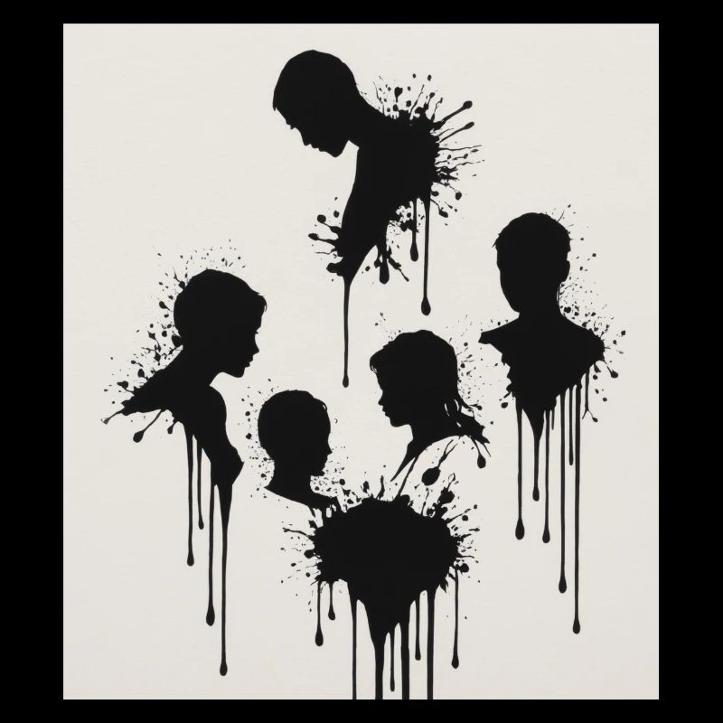 Schwarze Silhouetten mit Farbspritzer-Effekt