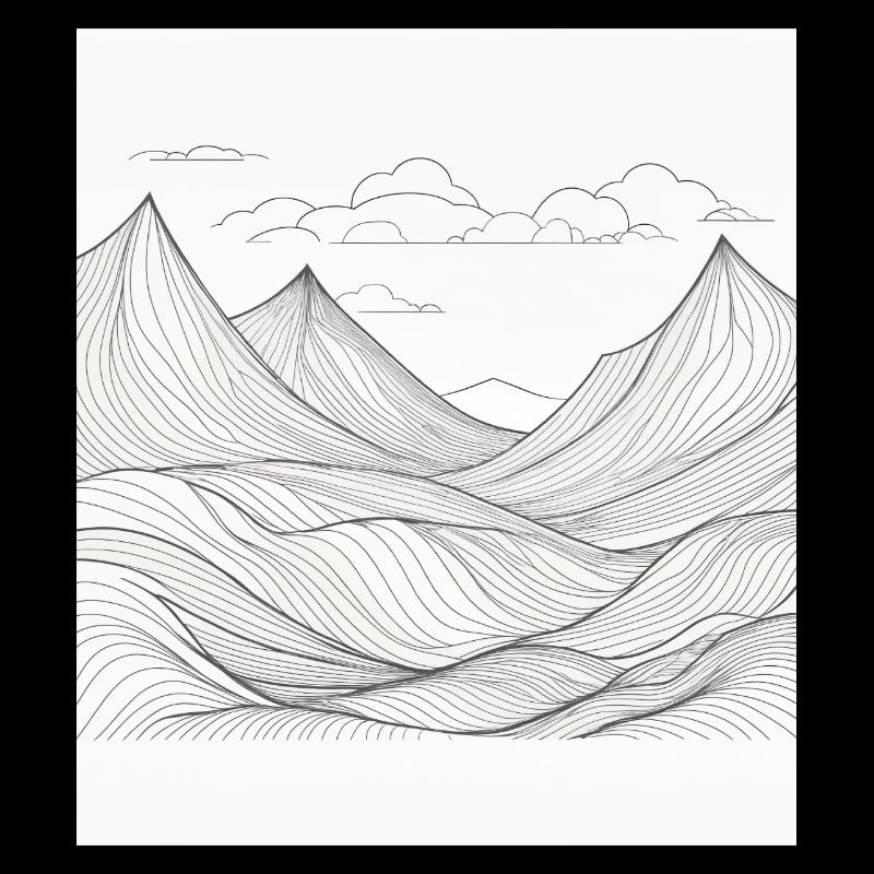 Berglandschaft im Linienstil