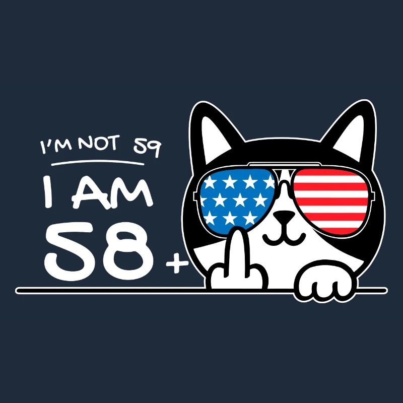 Ich bin nicht 59, ich bin 58 plus 1 Mittelfinger Katzenflip