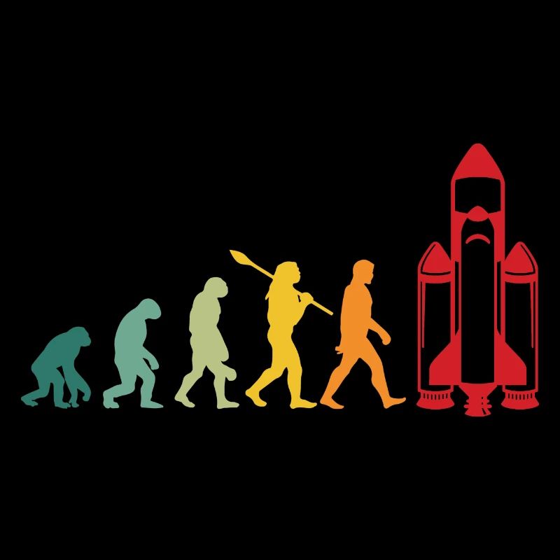 Space Evolutions Human Monkey Man Rocket