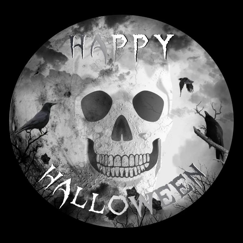 Halloween Skull Crows