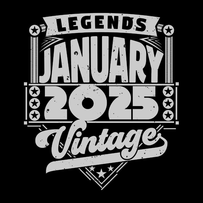 Vintage-Geburtstag Januar 2025, Januar 2025.