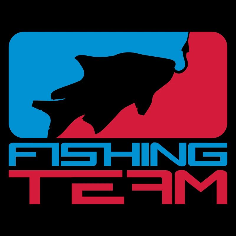 fishing team sport logo red blue caught fish
