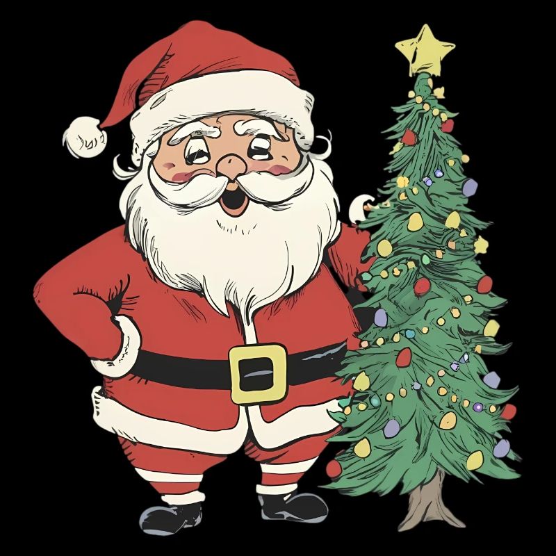 Santa with Christmas Tree: Festive Magic