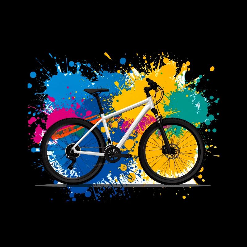 illustration,mountain bike,road bike,graffiti,colorful