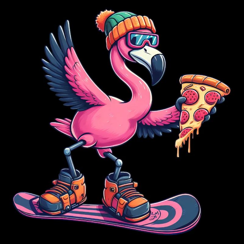 Flamingo Snowboard Pizza Hiver
