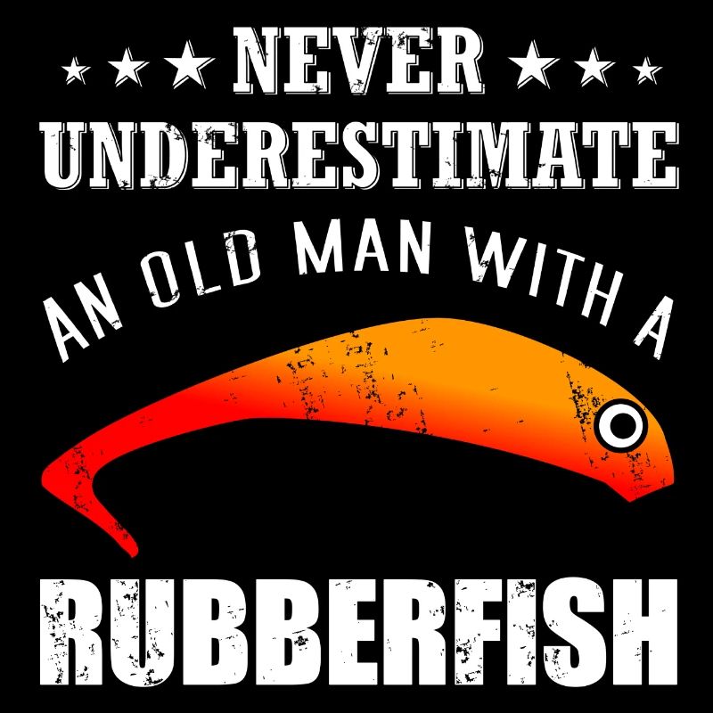 Alter Angler mit Gummifisch