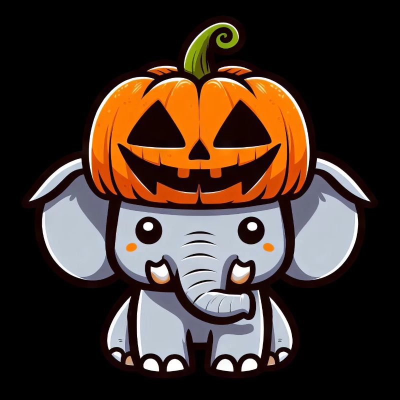 Funny Halloween Pumpkin Elephant October Autumn