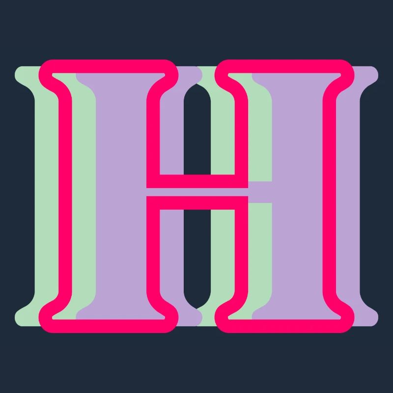 Multi-coloured letter h