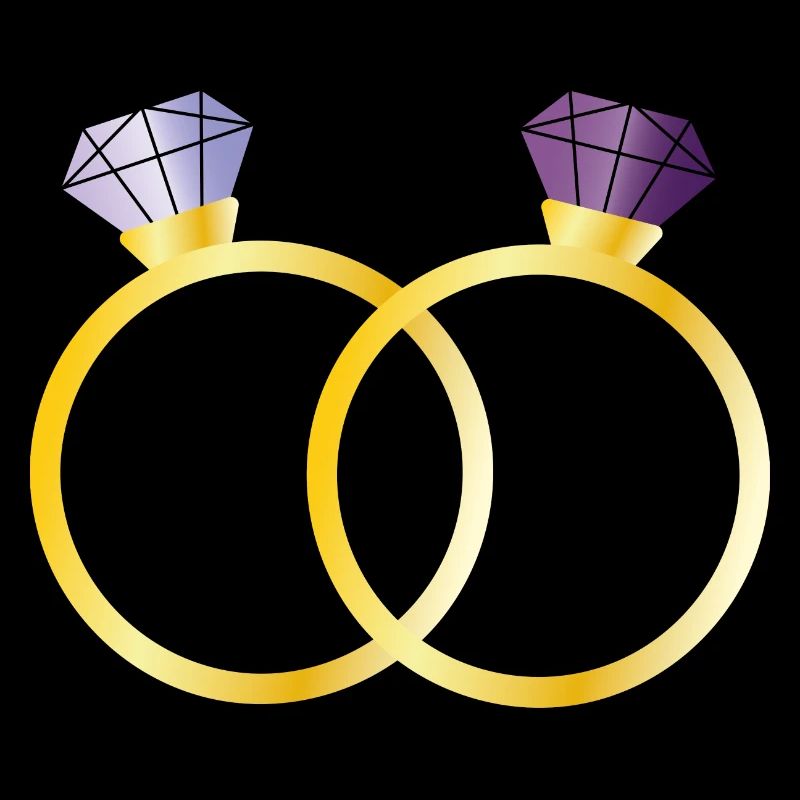 Two rings with purple diamonds