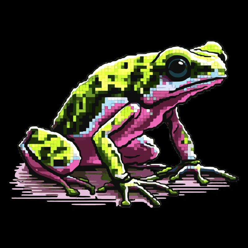Poison dart frog in colorful retro pixel graphics