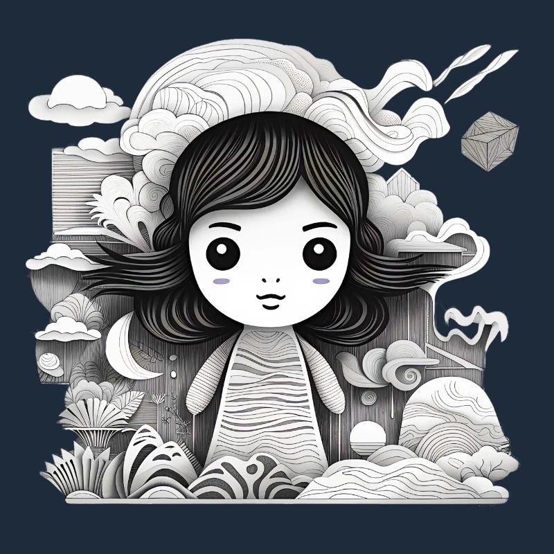 Collage Modern-Stil/Kleines Mädchen + Landschaft