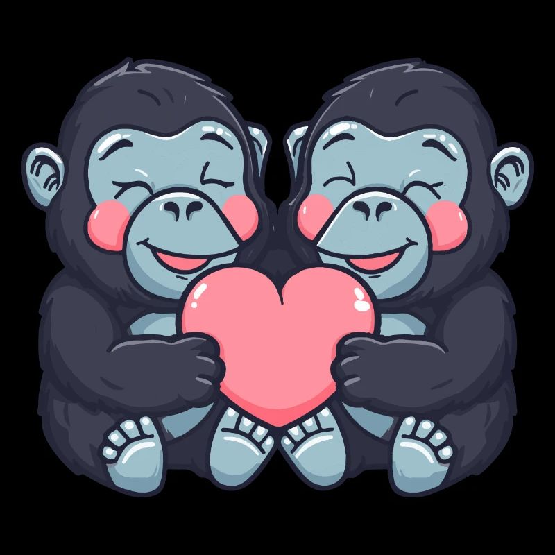 Gorilla Coppia Amore Coppia In Amore