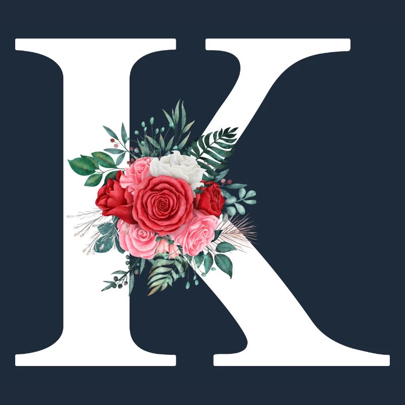 Roter floraler K-Buchstabe