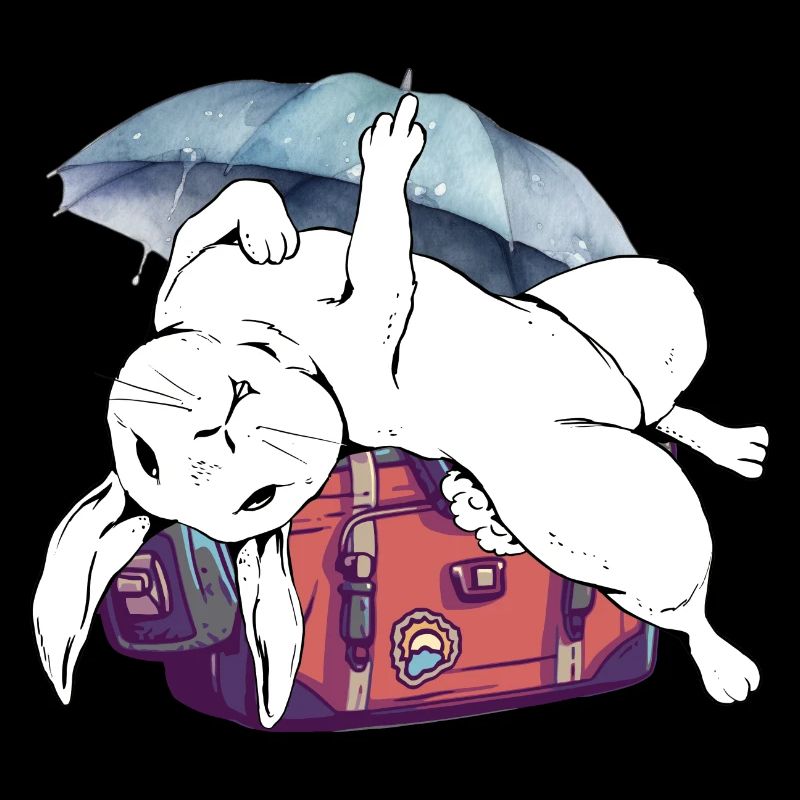 Lapin, valise, rongeur de vacances, lapins de voyage