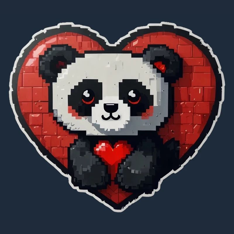 Pixel-Panda mit großem Herz