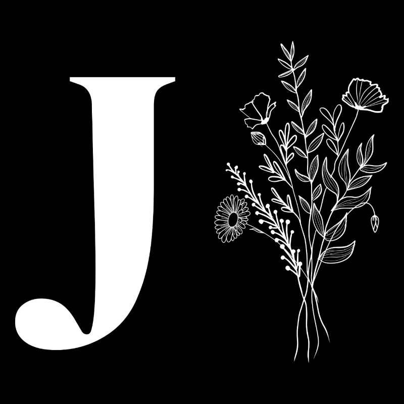 Lette j fleurs minimalistes
