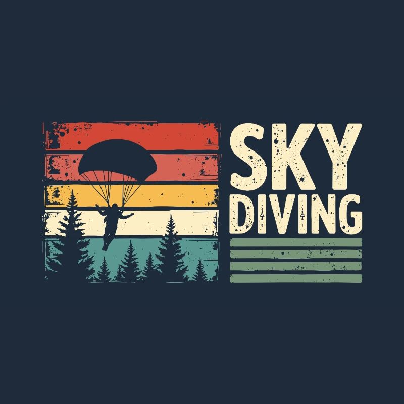 Skydiving Vintage Retro Sunset