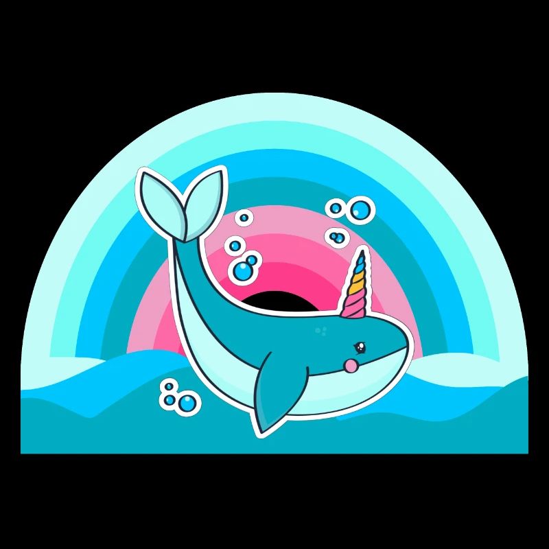 Kidcore Rainbow Whale Unicorn Waves Cadeau