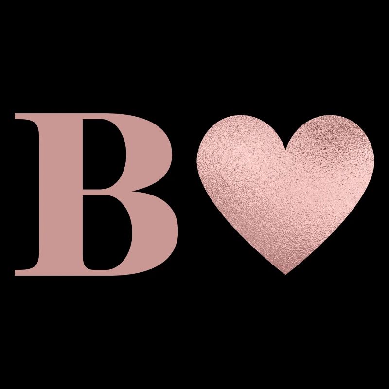 Letter b heart rose gold