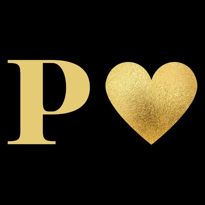 Buchstabe p goldenes Herz