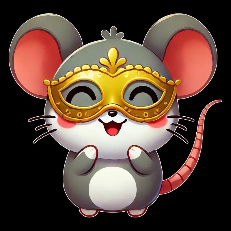 Mignon dessin animé souris Mardi Gras Carnaval