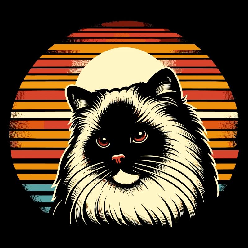 Rétro coucher de soleil Ragdoll Chat Ragdolls Amant Propriétaire Chats