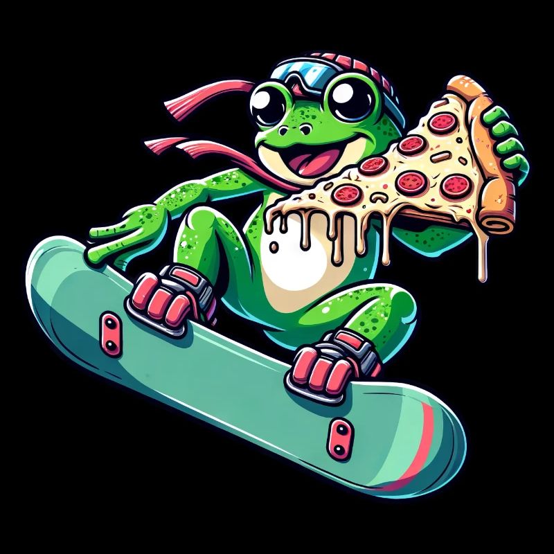 Frosch-Snowboarder: Pizza-Abenteuer