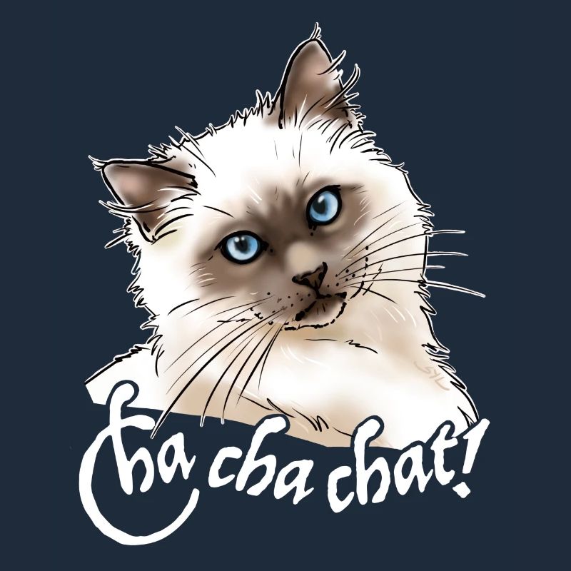 chat birman "Cha cha chat!" (texte blanc)