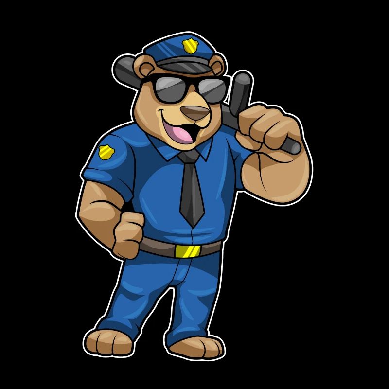 Bear as a policeman with police uniform & baton