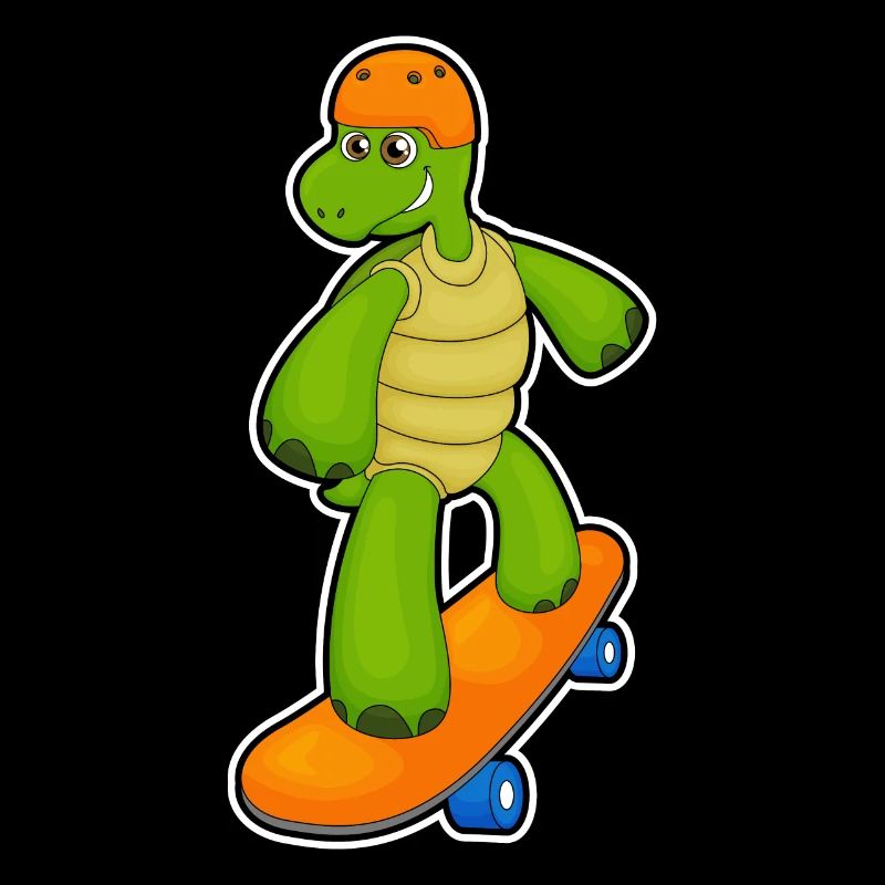 Turtle as a skateboarder with skateboard & helmet