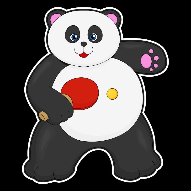 Panda playing table tennis with table tennis bat