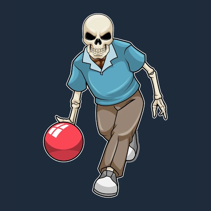 Squelette au bowling avec boule de bowling