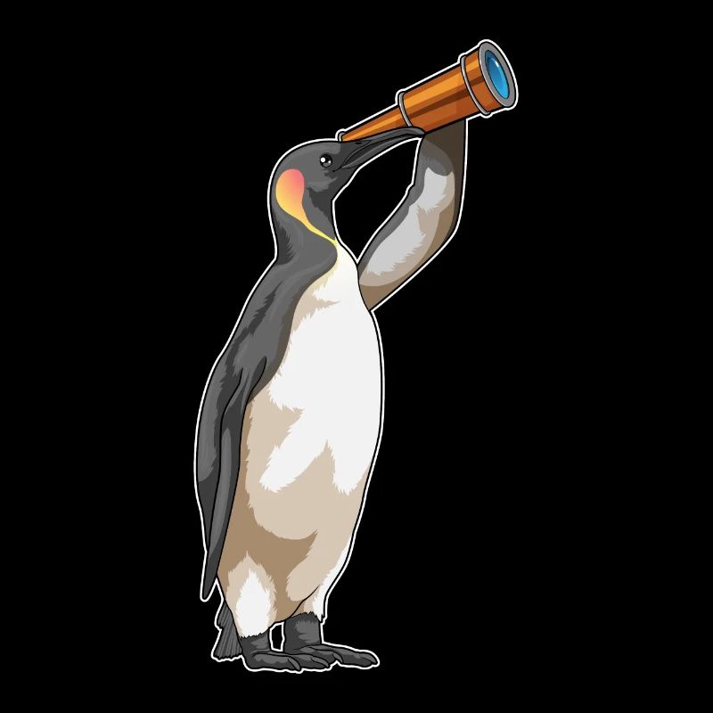 Pinguin mit Teleskop