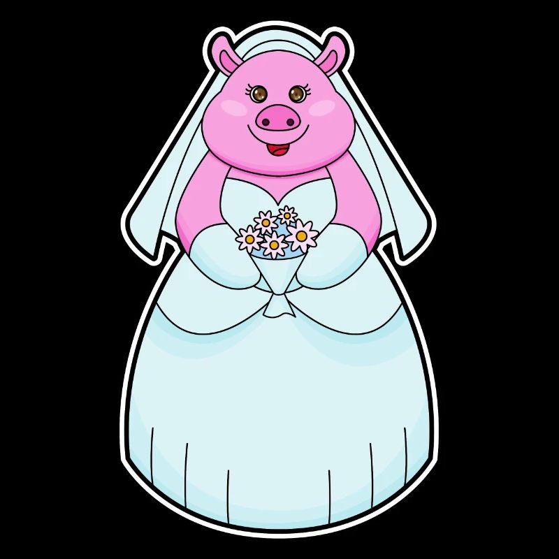 Pig as bride with veil