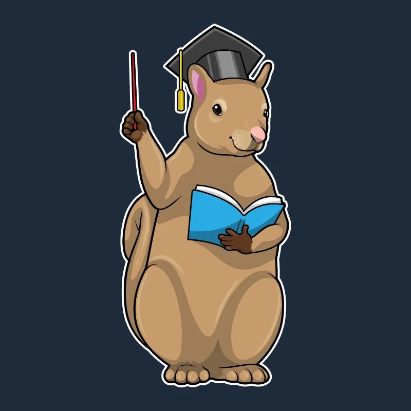 Eichhörnchen als Lehrer mit Buch