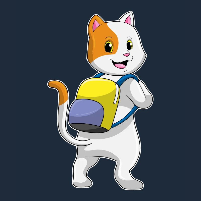 Katze als Wanderer mit Rucksack