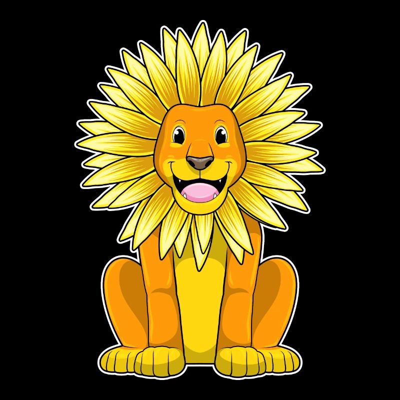 Lion à la fleur de tournesol