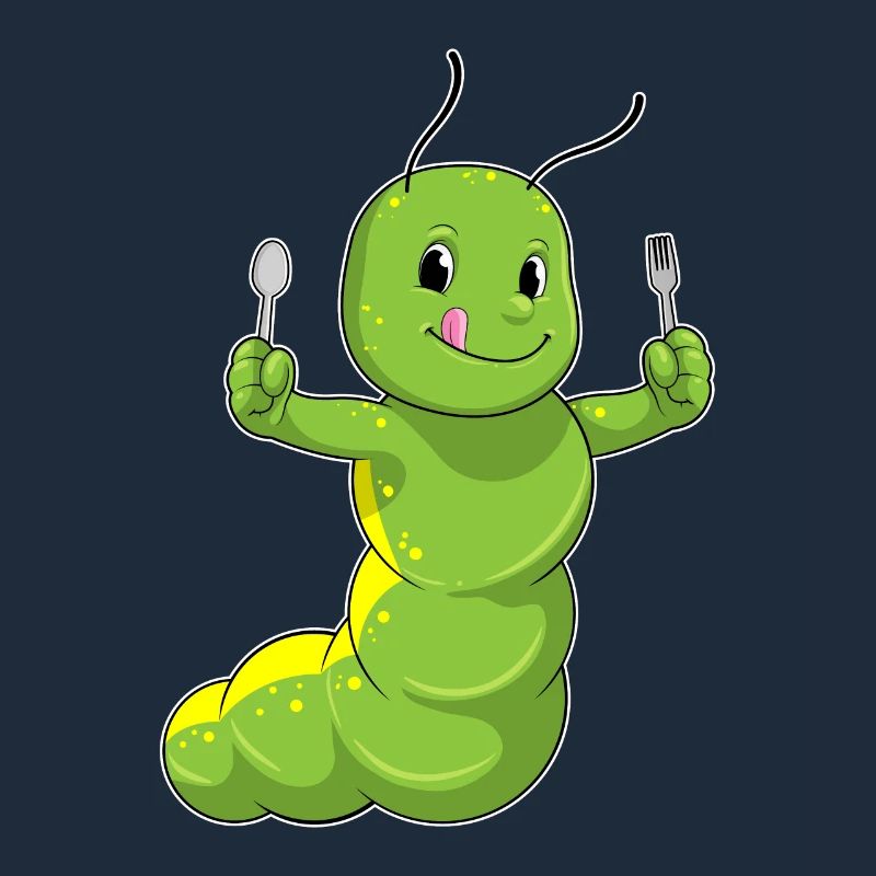 Caterpillar with spoon & fork