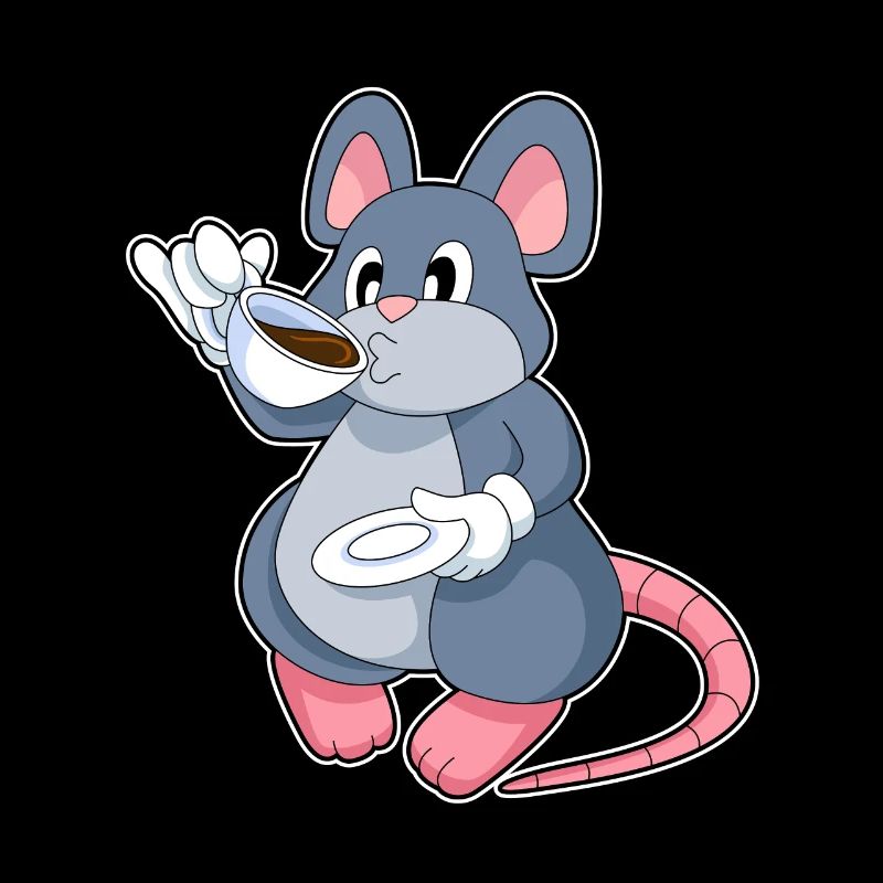 Souris avec tasse de café
