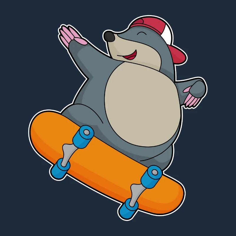 Mole as a skater with skateboard