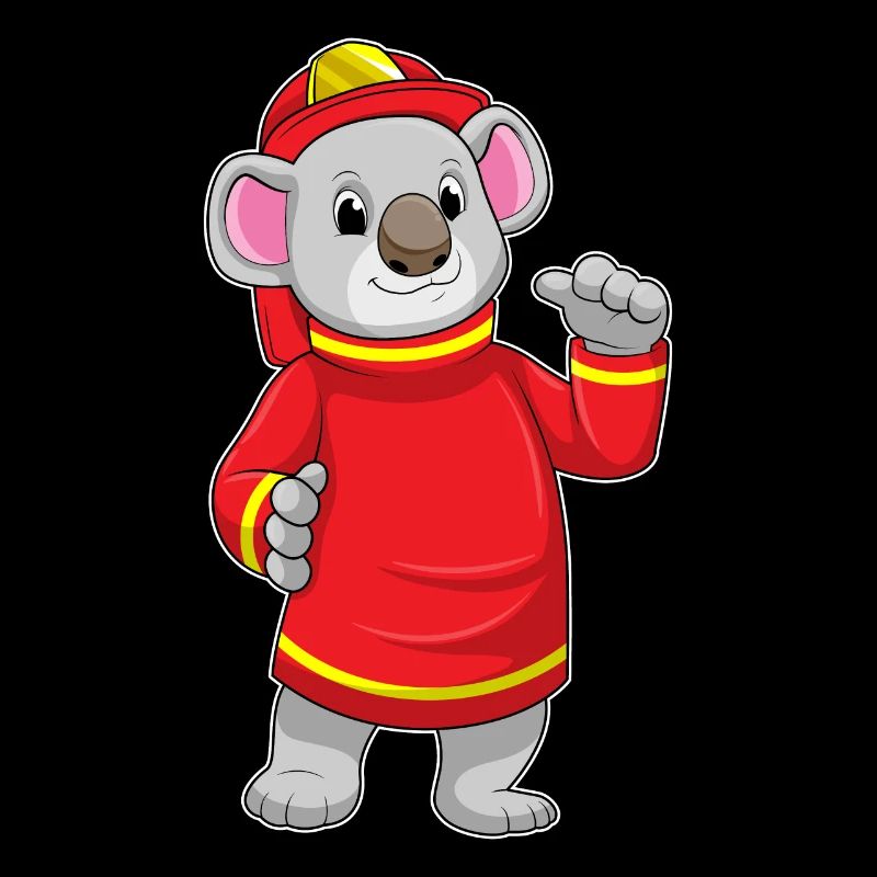 Koala as a firefighter with helmet